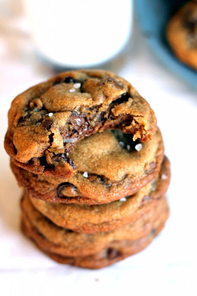 Nutella Stuffed Brown Butter & Sea Salt Chocolate Chip Cookies