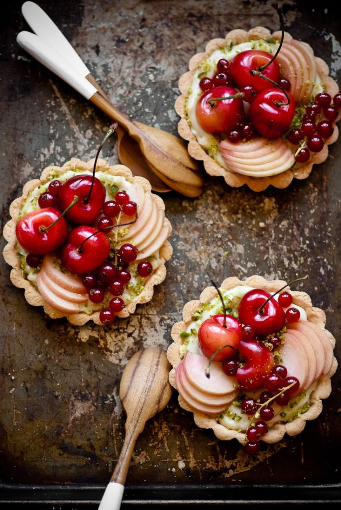 Stone Fruit Tart with Coconut Pastry Cream & Pistachios